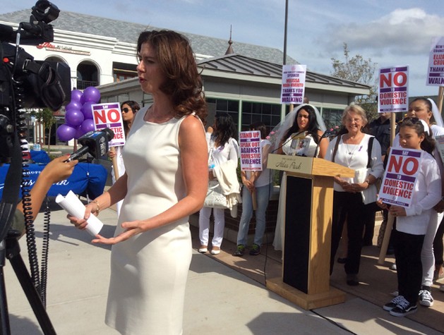 Council Member Elizabeth Crowley being interviewed by NY1 at the Brides March in Queens, NY