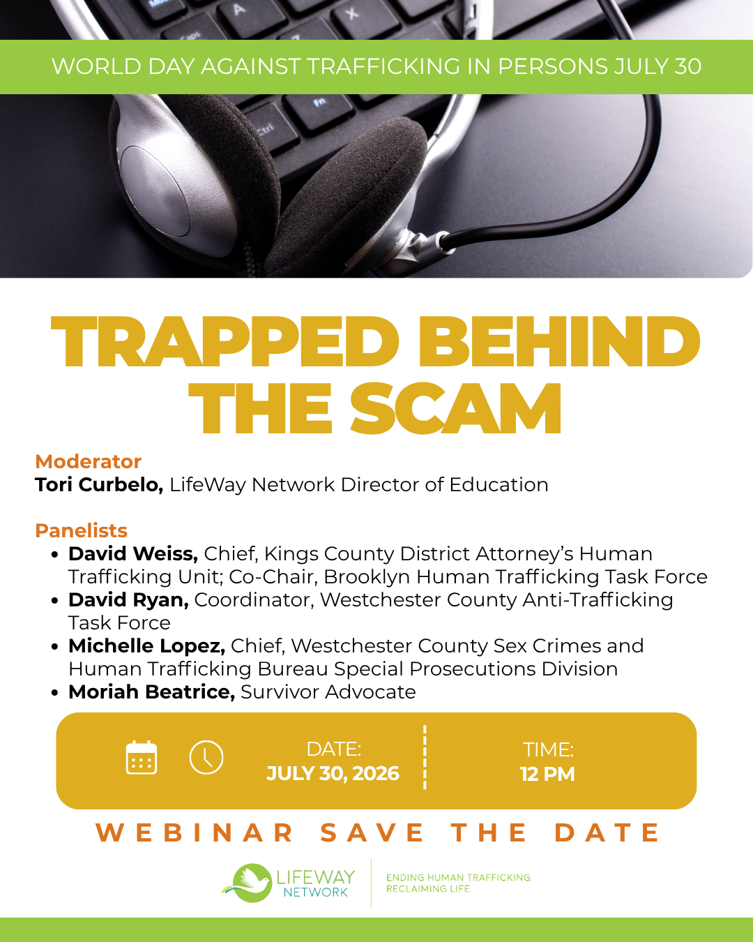 World Day Against Trafficking in Persons Webinar Save the Date for July 30