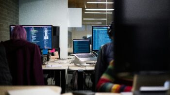 people working in a call center