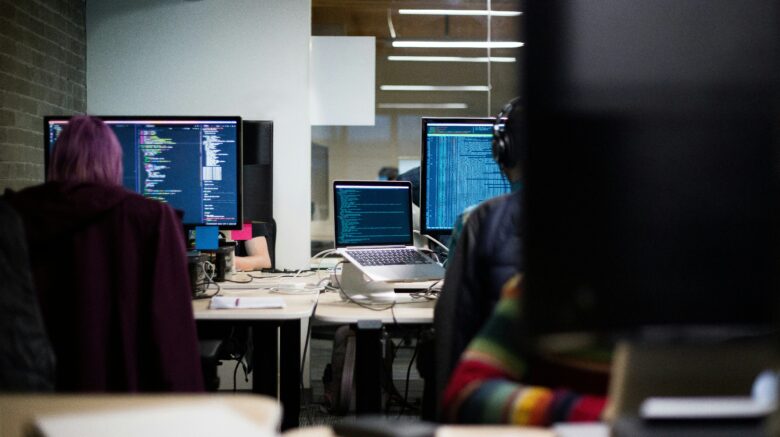 people working in a call center